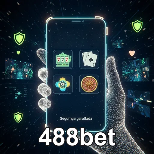 Tela de smartphone exibindo app 488bet acessado via PWA para jogos de cassino móvel